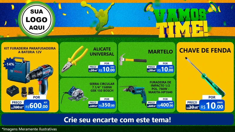 Modelo de TV para TV Horizontal com o tema Vamos Time! para Maquinas e Ferramentas