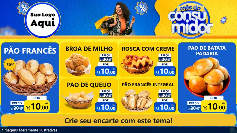 Modelo de TV para TV Horizontal com o tema Mês do Consumidor para Padaria