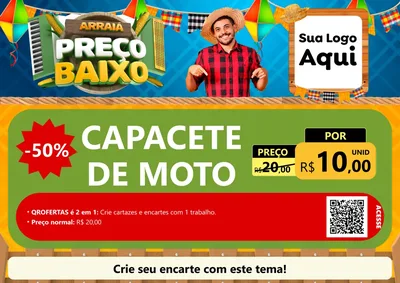 Modelo de Cartaz para Cartaz A4 Horizontal com o tema Arraiá de Preço Baixo - Junina para Moto peças