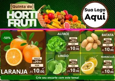 Modelo de Encarte para Encarte A4 Horizontal com o tema Quinta do Hortifrúti para Hortifrúti