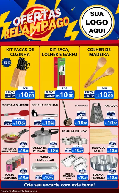 Modelo de Encarte para Encarte Grande com o tema Ofertas Relâmpago para Utilidades Domésticas