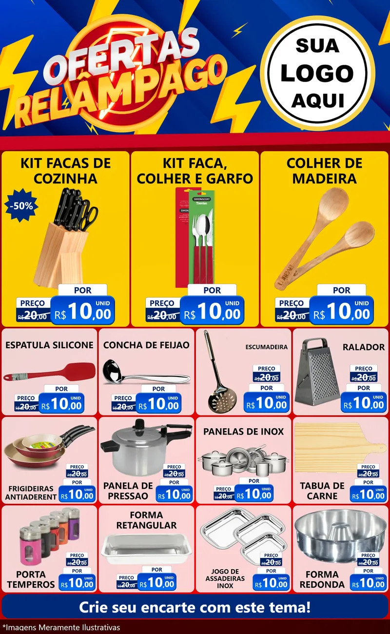 Modelo de Encarte para Encarte Grande com o tema Ofertas Relâmpago para Utilidades Domésticas