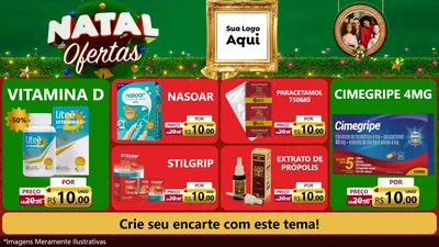Modelo de TV para TV Horizontal com o tema Natal de Ofertas para Farmácia