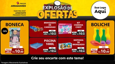 Modelo de TV para TV Horizontal com o tema Explosão de Ofertas para Brinquedos