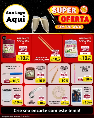 Modelo de Rede Social para Feed Instagram com o tema Super Oferta Fim de Ano para Armarinho e Aviamentos