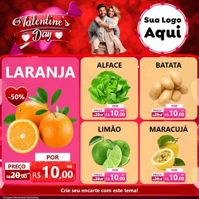 Modelo de Rede Social para Feed Facebook com o tema Valentine's Day para Hortifrúti