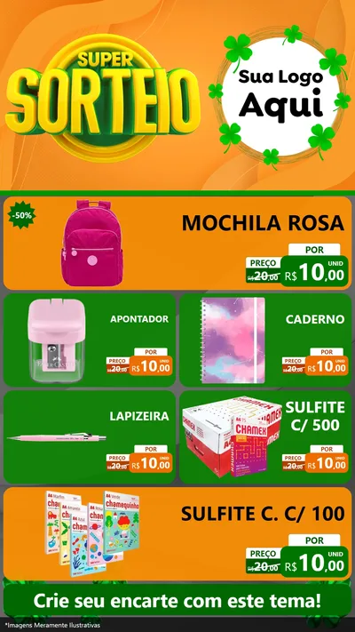 Modelo de TV para TV Vertical com o tema Super Sorteio para Papelaria