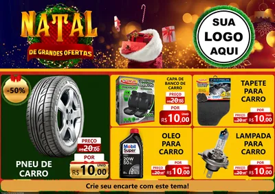 Modelo de Encarte para Encarte A4 Horizontal com o tema Natal de Grandes Ofertas para Auto peças