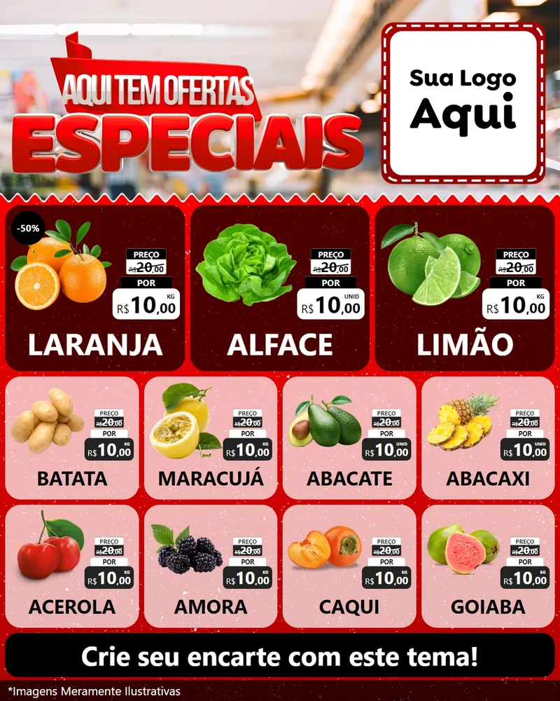 Modelo de Rede Social para Feed Instagram com o tema Aqui Tem Ofertas Especiais para Hortifrúti