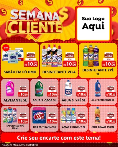 Modelo de Rede Social para Feed Instagram com o tema Semana do Cliente para Produtos de Limpeza