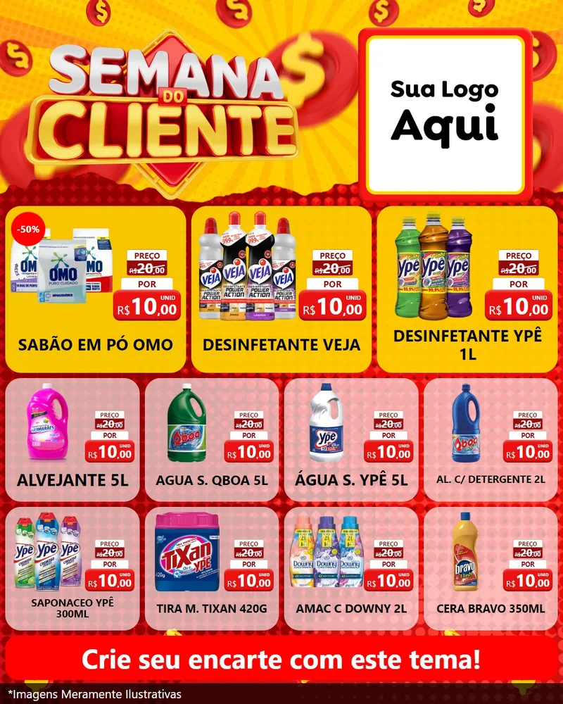 Modelo de Rede Social para Feed Instagram com o tema Semana do Cliente para Produtos de Limpeza