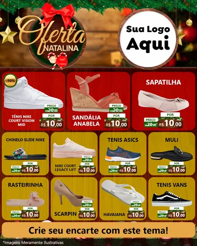 Modelo de Rede Social para Feed Instagram com o tema Ofertas Natalina para Calçados