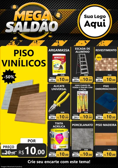 Modelo de Encarte para Encarte A4 Vertical com o tema Mega Saldão para Material para Construção