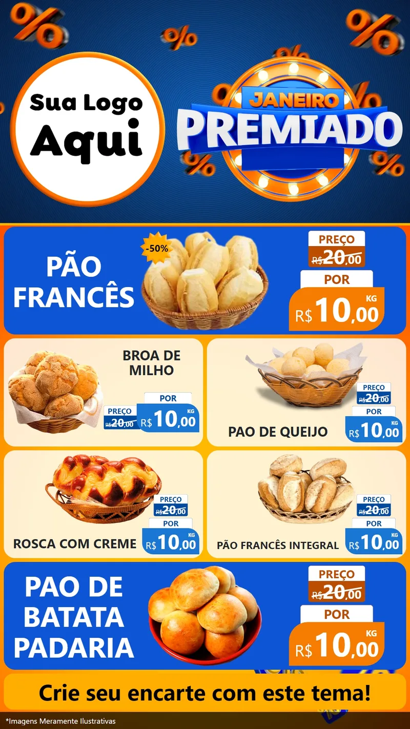 Modelo de TV para TV Vertical com o tema Janeiro Premiado para Padaria