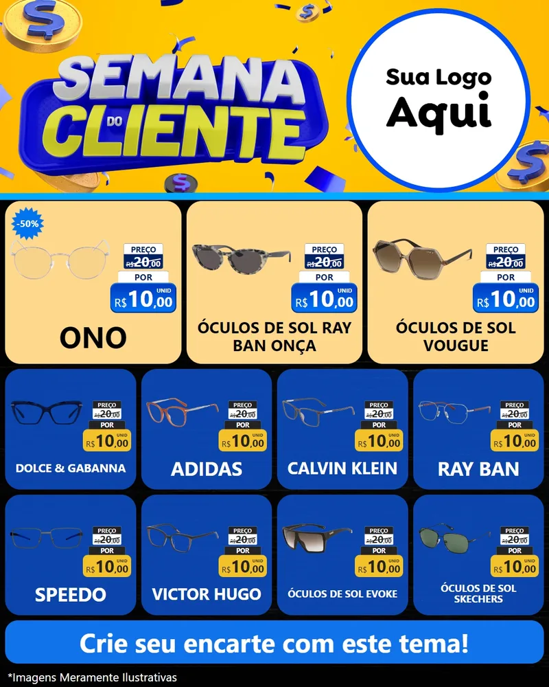 Modelo de Rede Social para Feed Instagram com o tema Semana do Cliente para Óticas