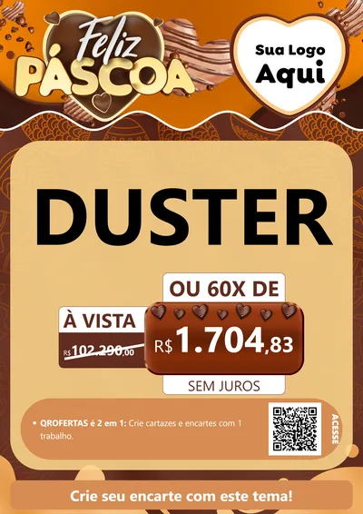 Modelo de Cartaz para Cartaz A4 Vertical com o tema Feliz Páscoa para Concessionaria de Carros