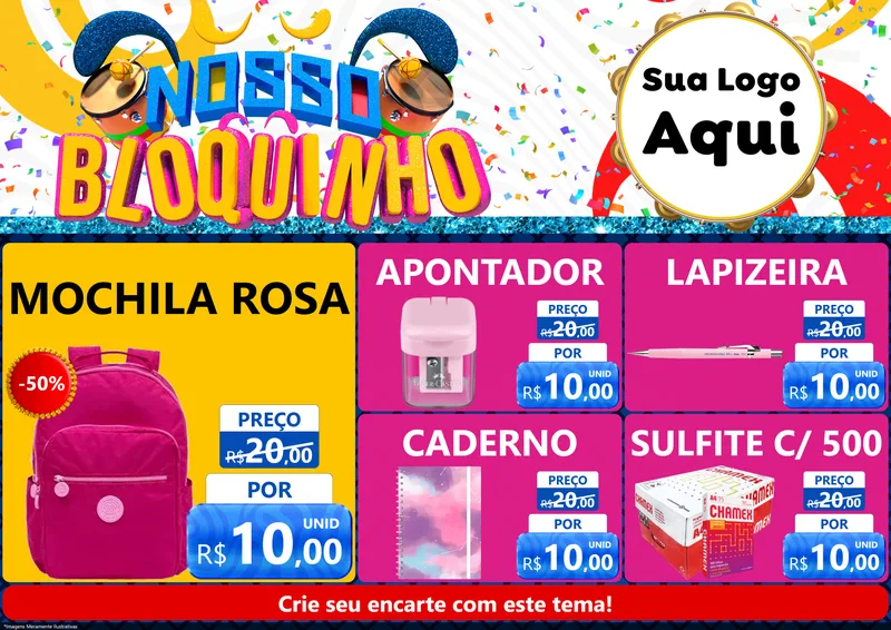 Modelo de Encarte para Encarte A4 Horizontal com o tema Nosso Bloquinho para Papelaria