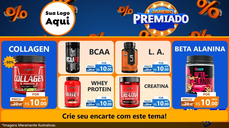 Modelo de TV para TV Horizontal com o tema Janeiro Premiado para Suplementos alimentares