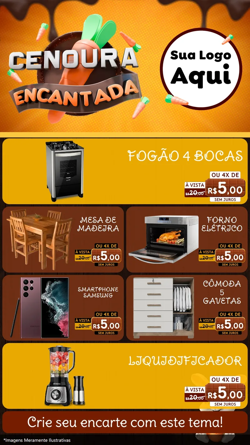 Modelo de TV para TV Vertical com o tema Cenoura Encantada - Páscoa para Móveis e Eletro