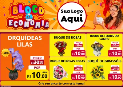 Modelo de Encarte para Encarte A4 Horizontal com o tema Bloco da Economia para Floricultura e jardim