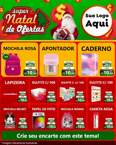 Modelo de Rede Social para Feed Instagram com o tema Super Natal de Ofertas para Papelaria