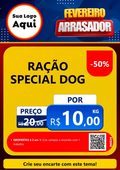 Modelo de Cartaz para Cartaz A4 Vertical com o tema Fevereiro Arrasador para Pet Shop