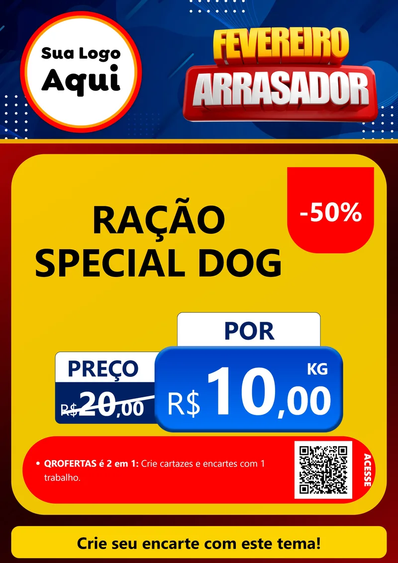 Modelo de Cartaz para Cartaz A4 Vertical com o tema Fevereiro Arrasador para Pet Shop