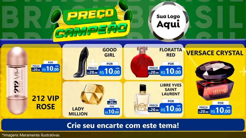 Modelo de TV para TV Horizontal com o tema Preço Campeão - Copa para Perfumes