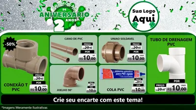 Modelo de TV para TV Horizontal com o tema Promoção de Aniversário - 2 Anos para Tubos e conexões