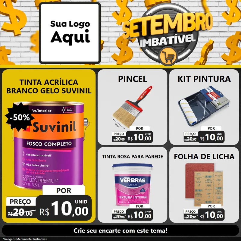 Modelo de Rede Social para Feed Facebook com o tema Setembro Imbatível para Tintas e Ferramentas