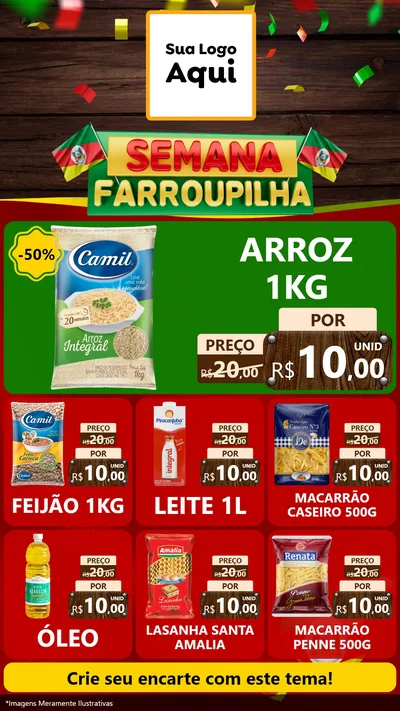 Modelo de Rede Social para Stories com o tema Semana Farroupilha para Supermercado