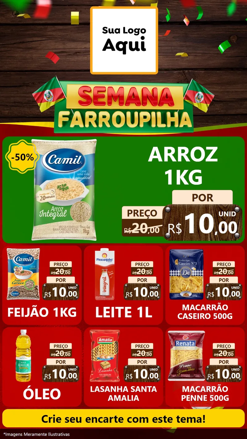 Modelo de Rede Social para Stories com o tema Semana Farroupilha para Supermercado