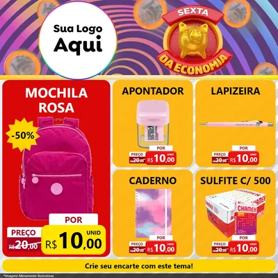 Modelo de Rede Social para Feed Facebook com o tema Sexta da Economia para Papelaria