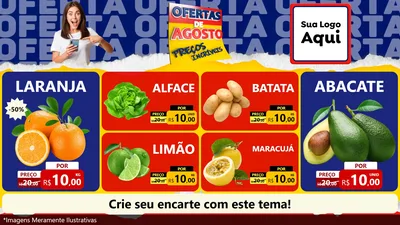 Modelo de TV para TV Horizontal com o tema Ofertas de Agosto - Preços Incríveis para Hortifrúti