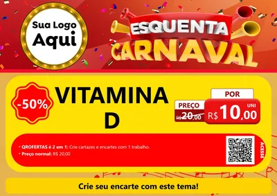 Modelo de Cartaz para Cartaz A4 Horizontal com o tema Esquenta Carnaval para Farmácia