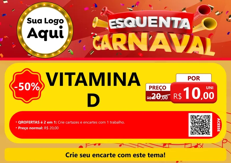 Modelo de Cartaz para Cartaz A4 Horizontal com o tema Esquenta Carnaval para Farmácia