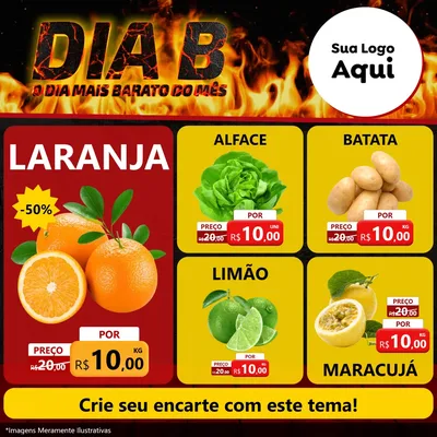 Modelo de Rede Social para Feed Facebook com o tema Dia B para Hortifrúti