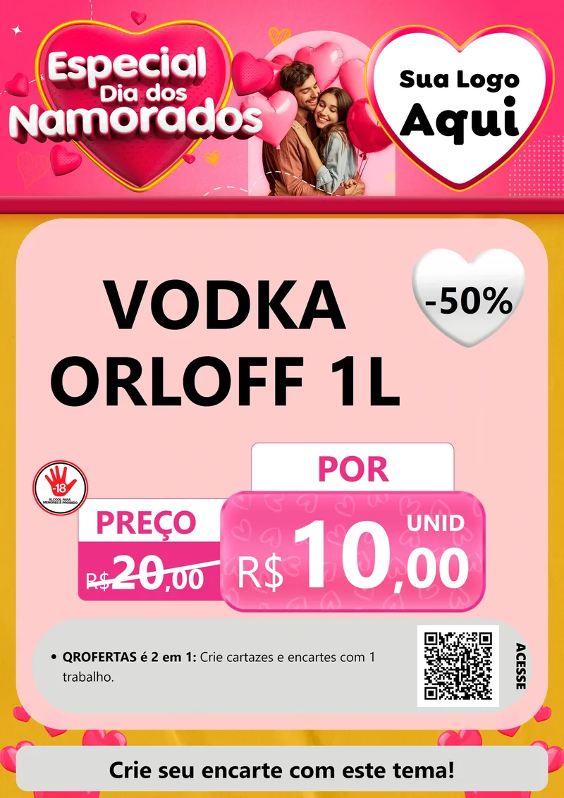 Modelo de Cartaz para Cartaz A4 Vertical com o tema Especial Dia dos Namorados para Distribuidora de bebidas