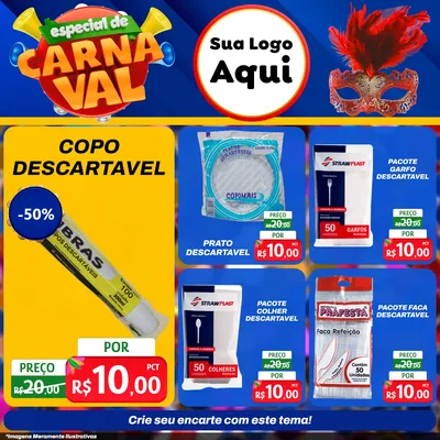 Modelo de Rede Social para Feed Facebook com o tema Especial de Carnaval para Embalagens