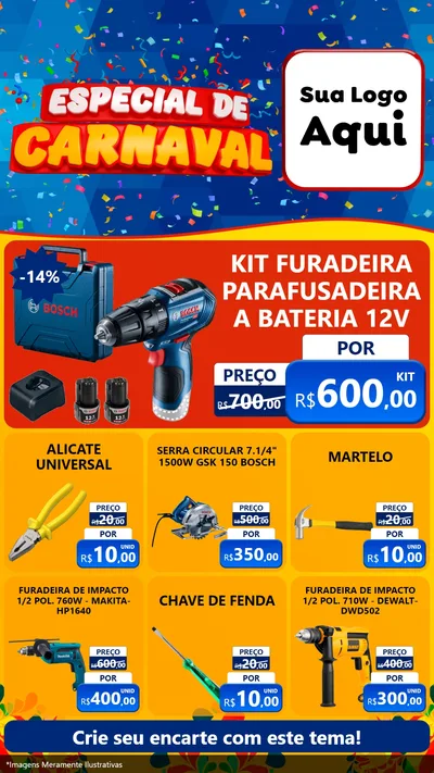 Modelo de Rede Social para Stories com o tema Especial de Carnaval para Maquinas e Ferramentas