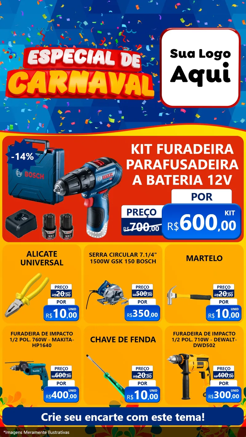 Modelo de Rede Social para Stories com o tema Especial de Carnaval para Maquinas e Ferramentas