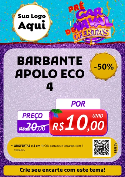 Modelo de Cartaz para Cartaz A4 Vertical com o tema Pré Carnaval de Ofertas para Armarinho e Aviamentos
