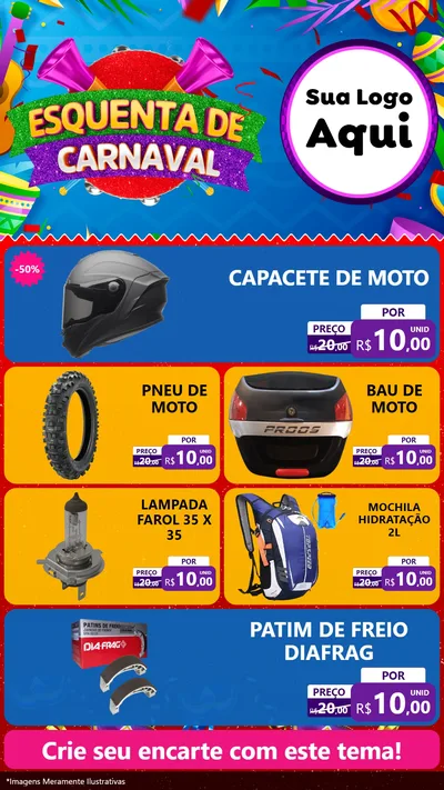 Modelo de TV para TV Vertical com o tema Esquenta de Carnaval para Moto peças