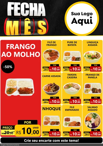 Modelo de Encarte para Encarte A4 Vertical com o tema Fecha Mês para Restaurante