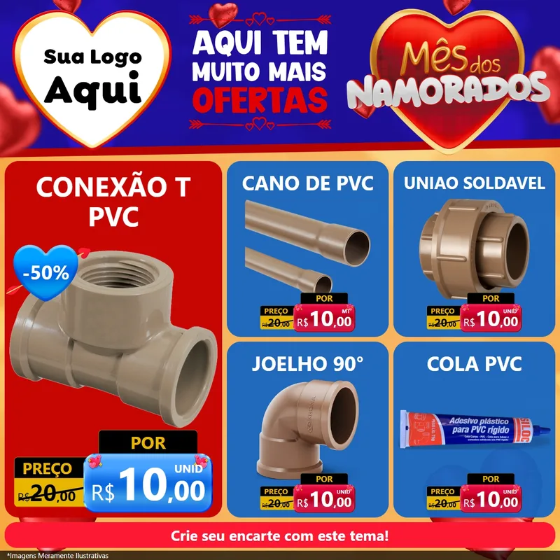 Modelo de Rede Social para Feed Facebook com o tema Mês dos Namorados para Tubos e conexões