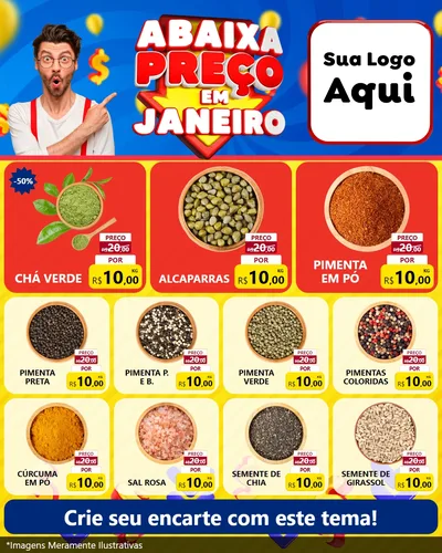 Modelo de Rede Social para Feed Instagram com o tema Abaixa Preço em Janeiro para Produtos Naturais