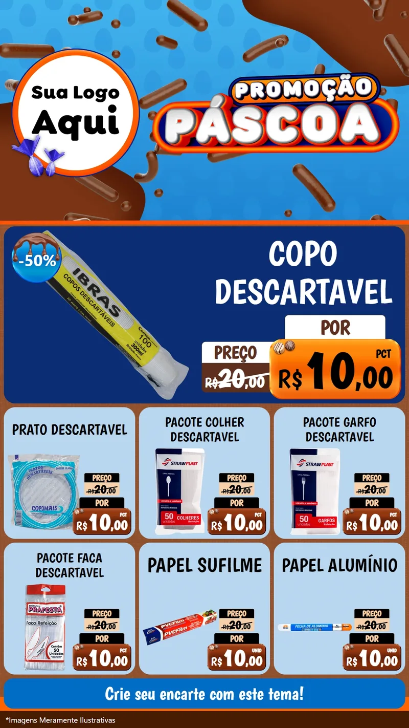 Modelo de Rede Social para Stories com o tema Promoção Páscoa para Embalagens