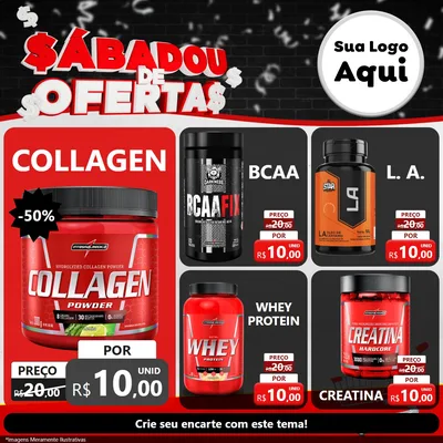 Modelo de Rede Social para Feed Facebook com o tema Sabadou de Ofertas para Suplementos alimentares