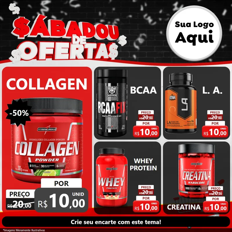 Modelo de Rede Social para Feed Facebook com o tema Sabadou de Ofertas para Suplementos alimentares