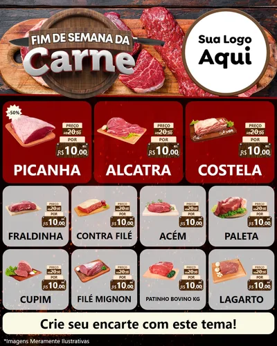 Modelo de Rede Social para Feed Instagram com o tema Fim de Semana da Carne para Açougue